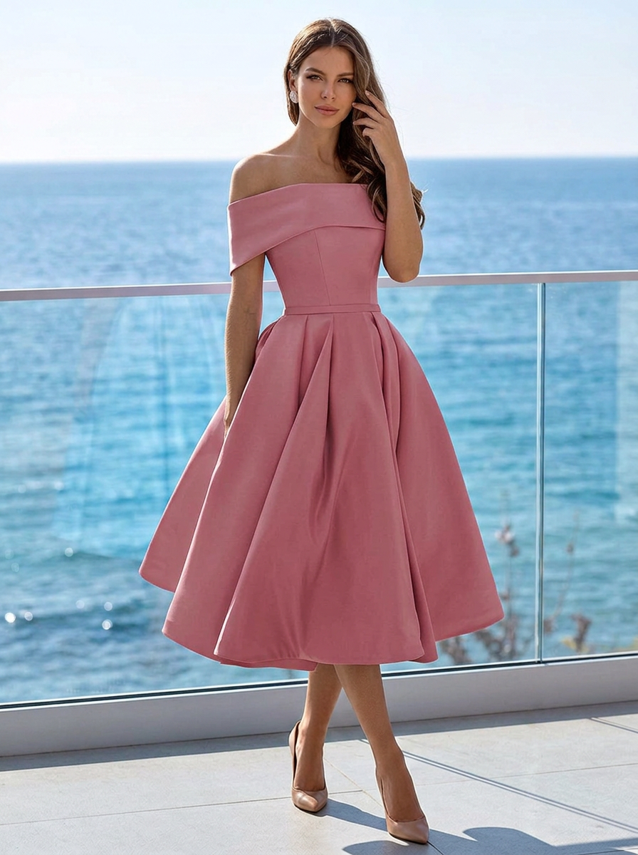 Nathalie Oakhampton Off Shoulder Midi Dress