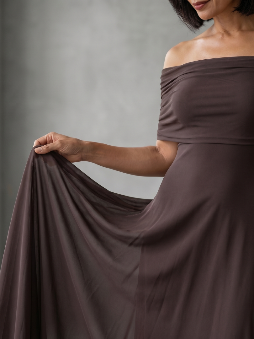 Ariane Danforth Off Shoulder Midi Dress