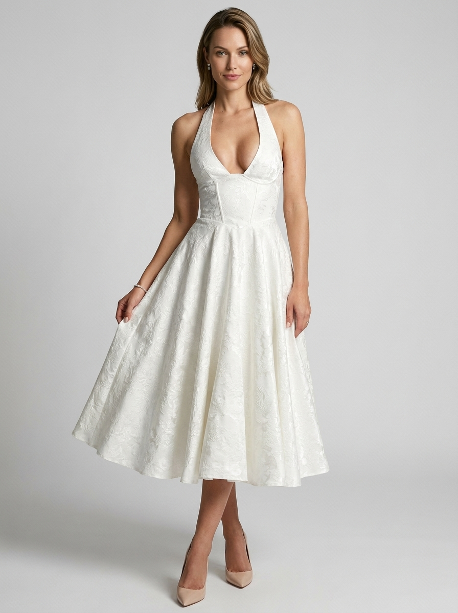 Clemence Beaumaris Halter Neck Midi Dress