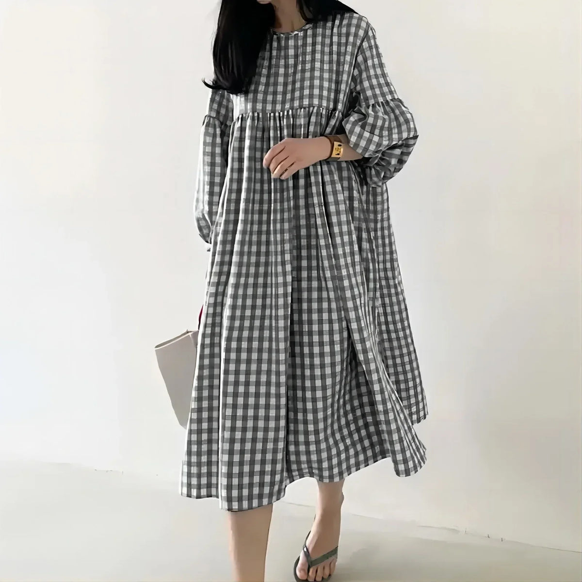 Theodora Lyneham Puff Sleeve Midi Dress