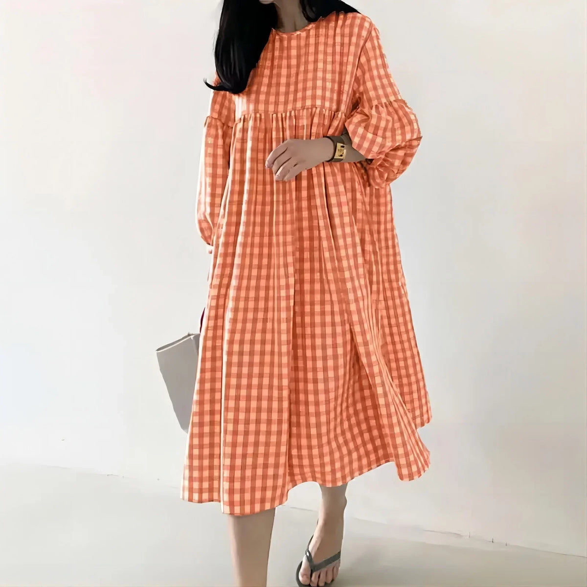 Theodora Lyneham Puff Sleeve Midi Dress