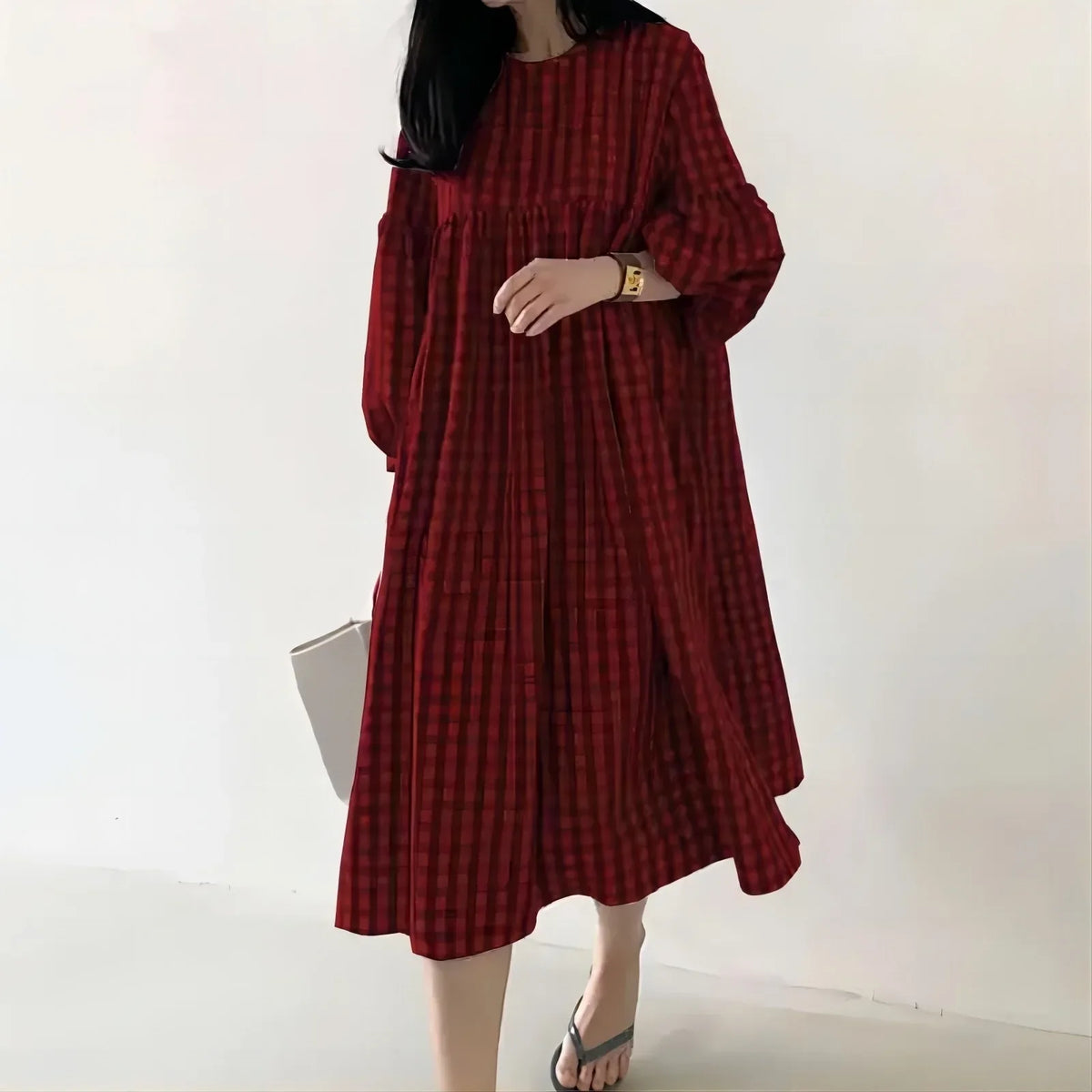 Theodora Lyneham Puff Sleeve Midi Dress