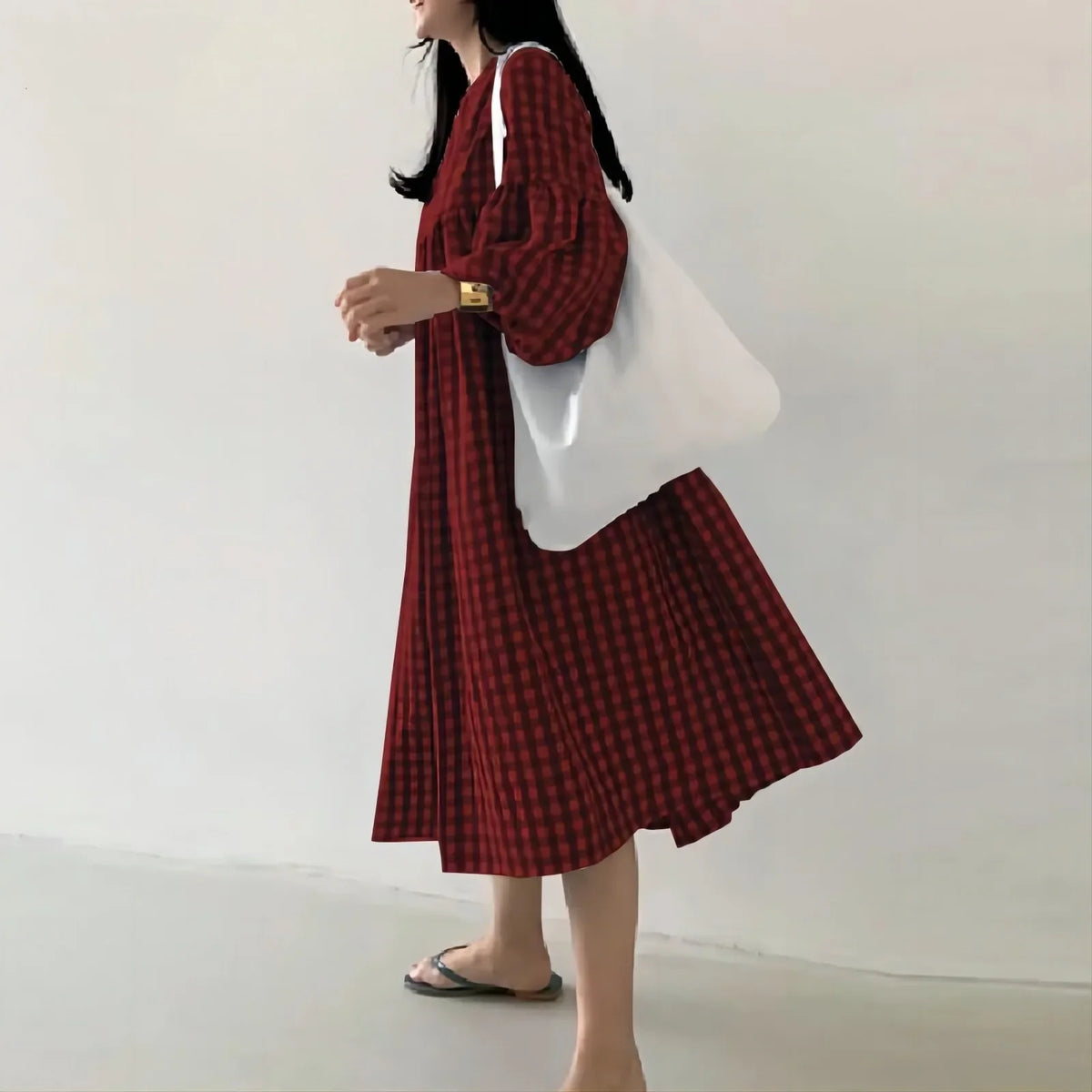 Theodora Lyneham Puff Sleeve Midi Dress